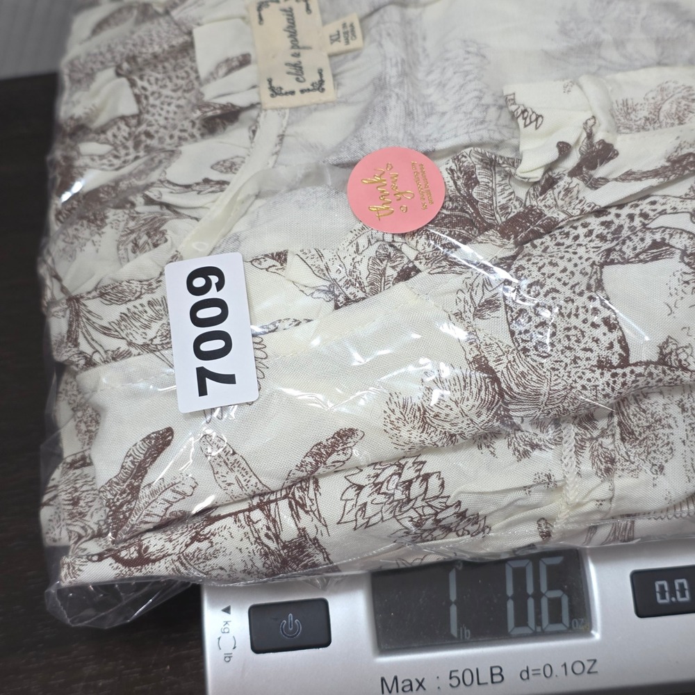 Cloth and Portrait Safari Toile Maxi Dress Sz XL Cream Leopard Tiered Jungle - Picture 12 of 12